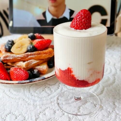 Restaurant Ripple Cocktail Wine Glass Goblet Ice Cream Yogurt Goblet Pudding Dessert Cups Tall Bowl Cake Snack Container Mug