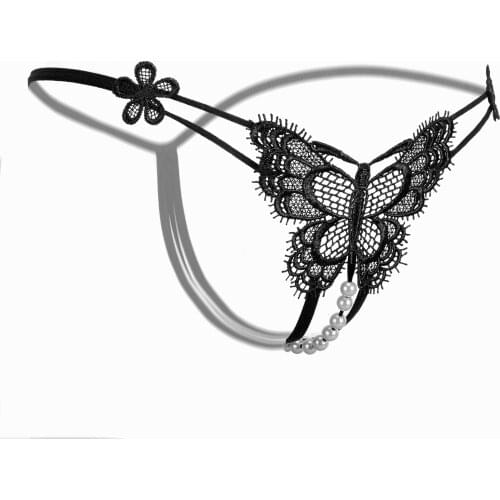 Sexy G-String Thongs Women Panties Transparent Underwear Pearl Bead Embroidery Temptation Lingerie Sexual Sentimental Tangas