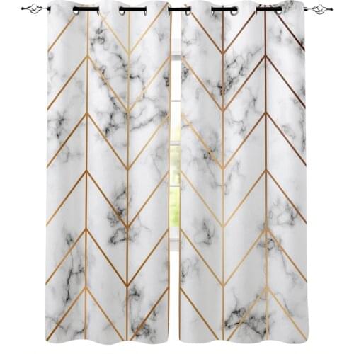 Nordic Style Marble Pattern Stripes Windows Curtains For Living Room Bedroom Decorative Kitchen Curtains Drapes Treatments