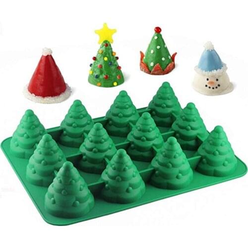 Christmas Tree Silicone Mold 3D Silicone Baking 12-Cavity Mold Kitchen Tools for Cake Muffin