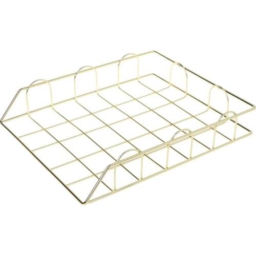 Folding Wrought Iron Letter Magazine Newspaper Holder Storage Rack File Tray for Office Desk Organizer Supplies