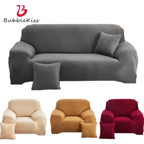 Bubble Kiss Solid Color Sofa Cover All-Inclusive Corner Home Couch Cover L Shape Elastic Sofa Covers For Living Room Furniture