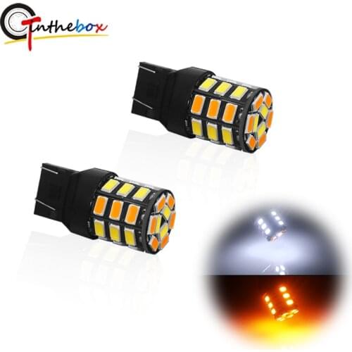 Gtinthebox 7443 7444 T20 W21/5W Dual-color White/Amber LED Bulbs For Car DRL Driving/Parking Lights Front Turn Signal Lights 12V