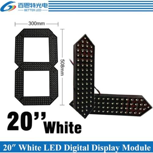 4pcs/lot 20" White Color Outdoor 7 Seven Segment LED Digital Number Module for Gas Price LED Display module