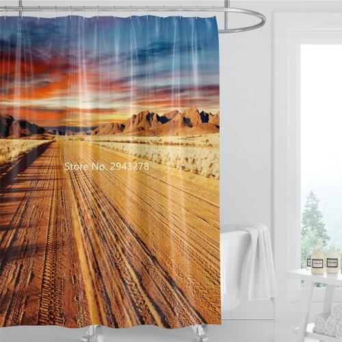 The Road Series Beautiful Scenery Pattern Waterproof and Mildewproof with Hook Can Wash Shower Curtain Home Bathroom Decoration