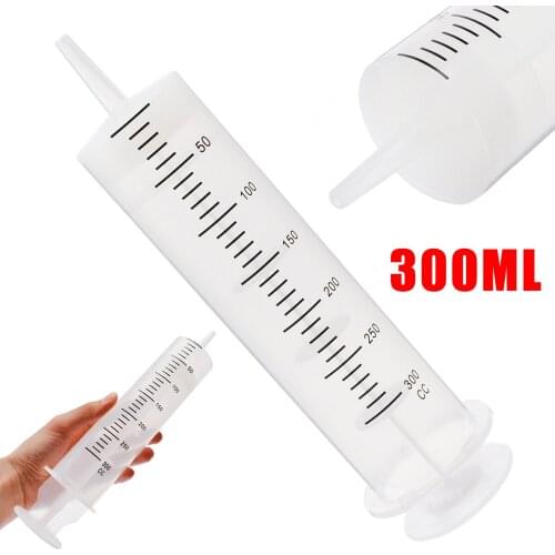 High Quality 300ml Reusable Large Capacity Transparent Plastic Syringe Non-Sterile Glue Oil Refilling Ink Cartridge