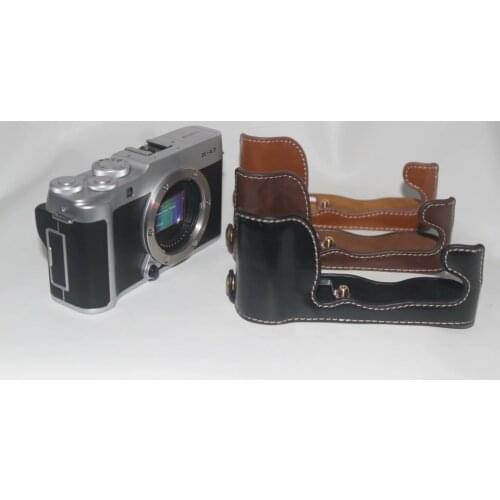 Pu Leather Bottom Camera Bag Half Body Case Cover Pou for Fuji X-A7 XA7 fujifilm protector holder shell with Battery Opening