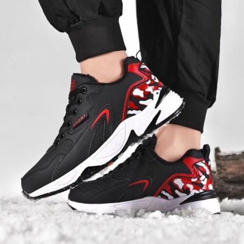 ZEEKSON Winter Plus Velvet Mens Sports Shoes Ins Trend Casual Mens Shoes Running Thick-soled Comfortable Non-slip Mens Shoes