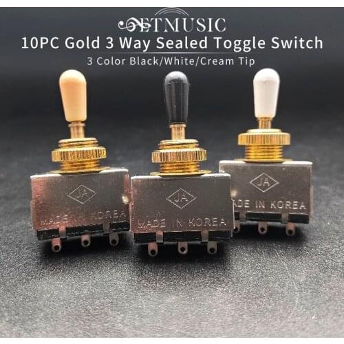 Gold 3 Way Sealed Toggle Switch for Electric Guitar with 3 Colors Tip