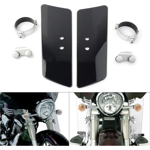 2x Black Motorcycle Front Wind Fork Air Deflector For Honda Kawasaki Yamaha Suzuki