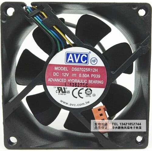 AVC DS07025R12H P038 P039 DC 12V 0.50A 70x70x25mm 4-Wire Server Cooling Fan