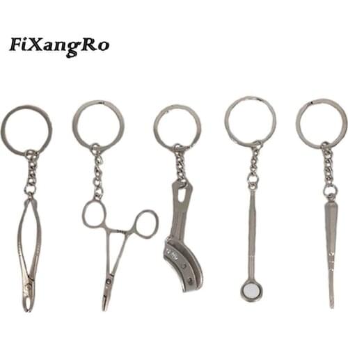 5pcs Assorted Keychain dental tooth keychain Great Gift(tooth ting,dental pillers,dental mirror,tooth tray)
