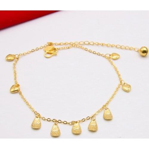 Water drop Anklet Yellow Gold Filled Lovely Fashion Womens Girls Foot Bracelet Chain