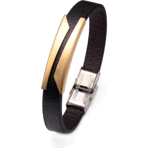 Simple Trendy Genuine Leather Bracelets Men Women Jewelry Diy Stainless Steel Cuff Fashion Chain Link Charm Bracelets