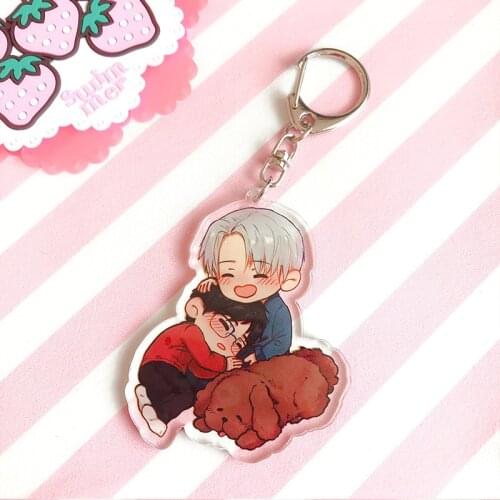 Hot Anime YURI on ICE Keychain Victor Nikiforov Yuri Katsuki Pendant Keyring Cosplay Phone Bag Pendant keychain 2019