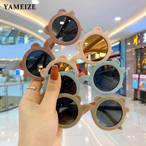 Cartoon Bear Shape Kids Sunglasses Boys Girls Round Children Eyeglasses Vintage Baby Eyewear Child Eyepieces UV Protection Gafas