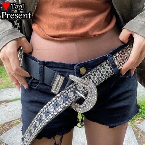 Men Girl Luxury Designer Belts Crystal Belt Diamond Buckle Western Cowboy Bling Bling Rhinestones Belts For Women Ceinture Homme