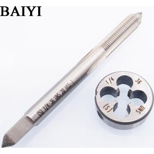 HSS 1/4-36 UNS Tap + 1/4-36 UNS Die Right Hand US Tap Pitch Threading Tools For Mold Machining TPI 1/4"