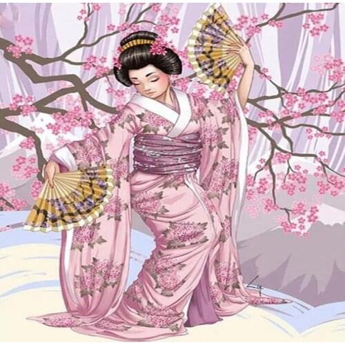 Diy Photo Custom 5d Diamond Painting Geisha Diamond Cross Stitch Diamond Mosaic Diamond Embroidery Japanese Kimono Nest