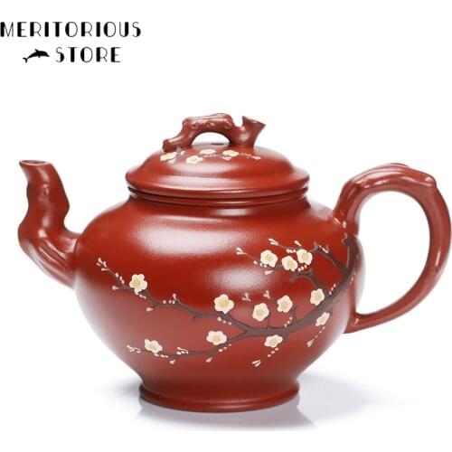 Chinese Authentic Yixing Teapot Pure Master Handmade Plum Blossom Purple Clay Tea Set Kettle 188 Ball Hole Filter 200ml Gift