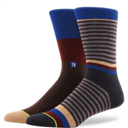 PEONFLY classical colorful Mens combed cotton business socks long tube wedding gift socks for man women couple knee high dress