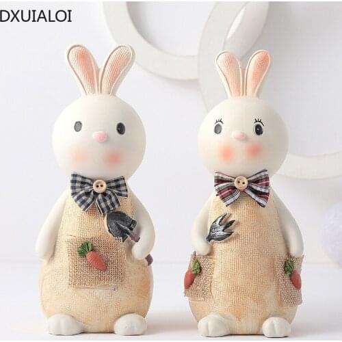 Nordic style creative cute rabbit piggy bank resin craft student gift home decor childrens room decoration money safe DXUIALOI
