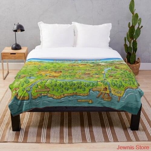 Stardew Valley Map Throw Blanket flannel Sherpa bedspread bedding sofa picnic fur soft blanket