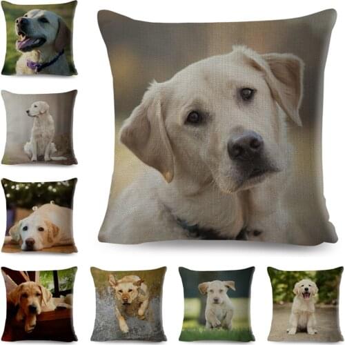 Cute Labrador Dog Pillowcase Decor Pet Animal Printed Cushion Cover for Sofa Home Car Polyester Pillow Case 45*45cm