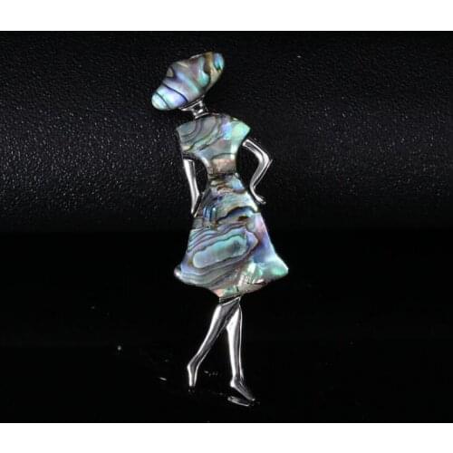 Fashion Personality Natural Shell Dancing Girl Women Wedding Banquet Party Brooch Pin Gifts