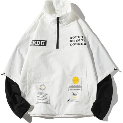 2020 Streetwear Autumn Bomber Jacket Men Stand Collar Ribbons Mens Jacket Coat Casual Windbreaker Pockets Man Outwear