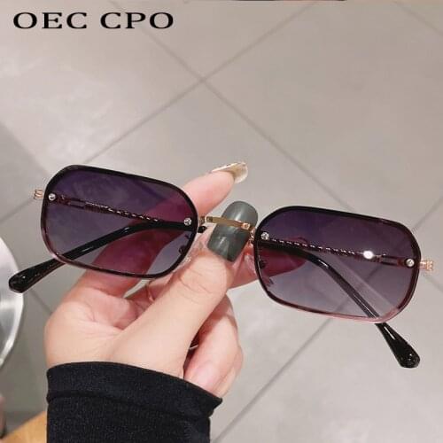 OEC CPO Small Fashion Rimless Sunglasses Women Square Sun Glasses Ladies Brand Designer Eyeglasses Female Rectangle Eyewear
