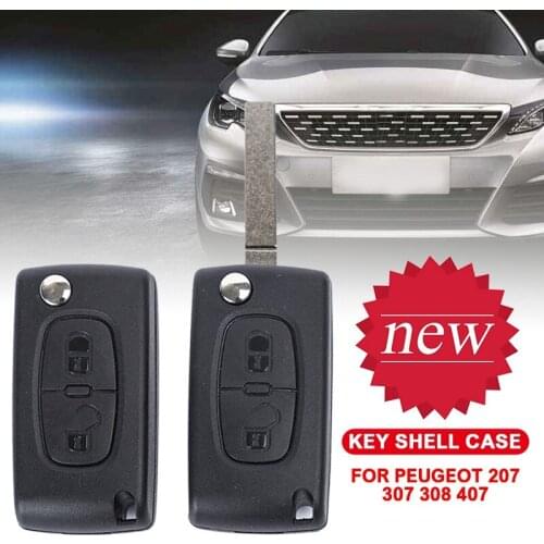 Pcmos Replacement Remote 2 Button Flip Key Fob Case Shell For PEUGEOT 207 307 308 407 Key Case for Car Black New