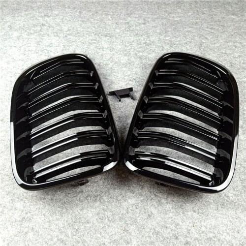 One Pair ABS 2014-2018 Glossy Black X4 X3 Car Front Gril For BMW X3 F25, X4 F26 Dual Slats Front Bumper Kidney Grille