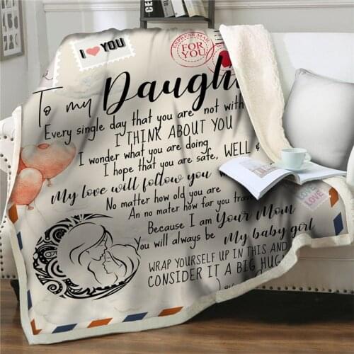 Throw Blankets For Letter to My Daughter Winter Sofa Embossed Soft Fleece Fabric Picnic Printed travel nap blanket quilt bedding