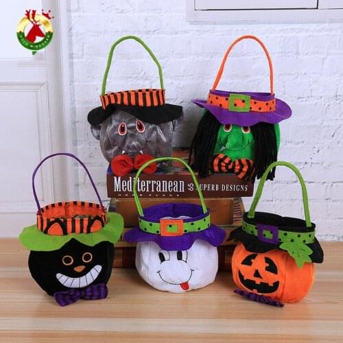 Witch Ghost Pumpkin Gift Bag Kids Halloween Party Cartoon Gift Candy Bag with Handle Party Favors Boxes Event Wrapping Supplies