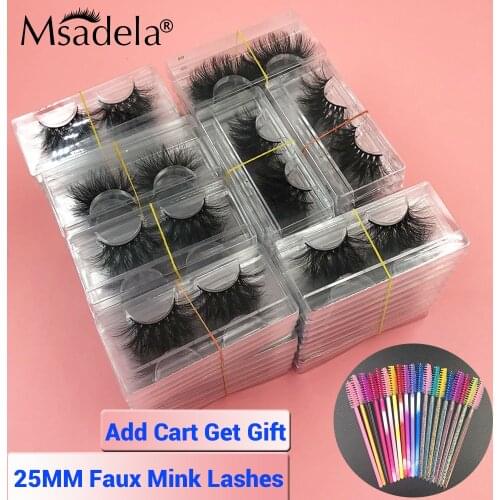 10/30/50 Pairs Wholesale 25mm Fluffy Messy 3D Faux Mink Lashes In Bulk Long Dramatic Lash Fake Eyelashes 6D Makeup Beauty
