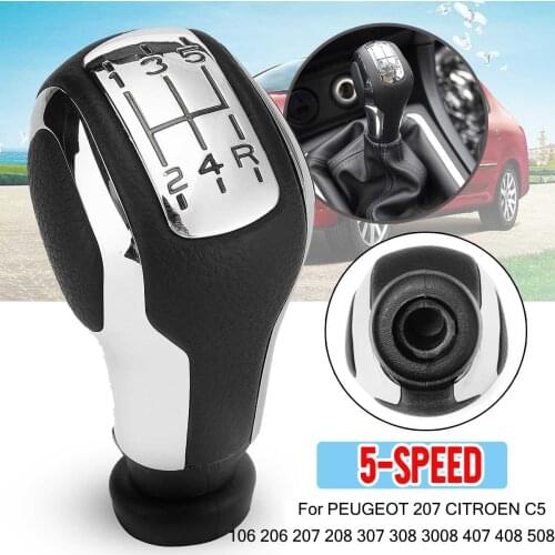 5 Speed PU Leather Manual Gear Shift Knob For CITROEN C5 For PEUGEOT 207 208 106 206 508 307 308 3008 407 408