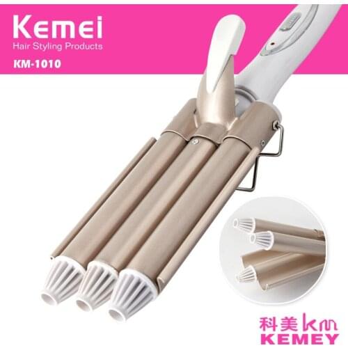 110-220 Kemei Professional Hair Curling Iron Ceramic Triple Barrel Hair Curler Hair Waver Styling Tools Hair Styler roller