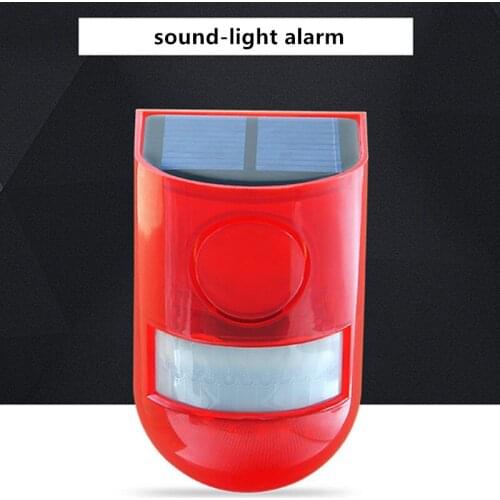 Solar Powered Infrared Motion Sensor Automatic Detector Siren Strobe Alarm System Alarm Systen for Home Yard Outdoor Security