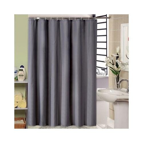 Modern Solid Gray Polyester Fabric Shower Curtain With Hooks Waterproof Moisture-Proof Curtains For Bathroom Hotel