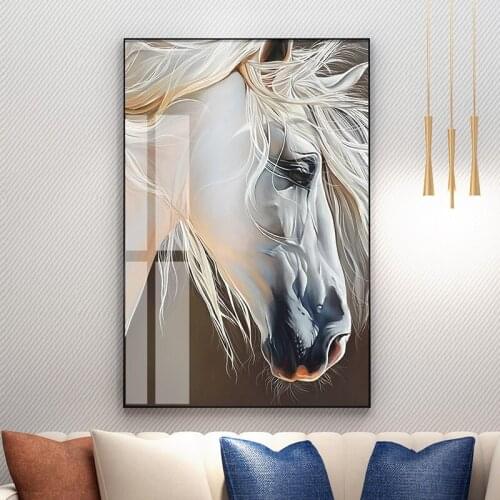 Modern Animals Canvas Paintings Wild Black White Horse Prints and Posters Wall Art Pictures for Living Room Home Decoration