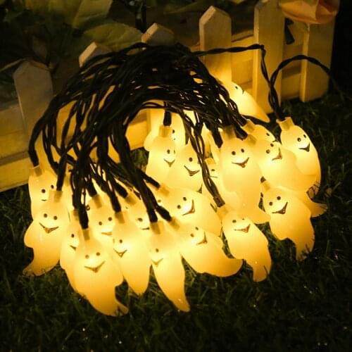 5M 20 LED Halloween Ghost Light Led Solar String Battery Box Halloween ghost Party horror garden waterproof decorative light