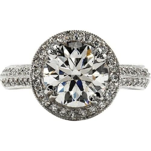 Test Real 2CT 8MM G-H Round Cut Moissanite Diamond Ring Test Positive Certificate 925 Sterling Silver Wedding Ring