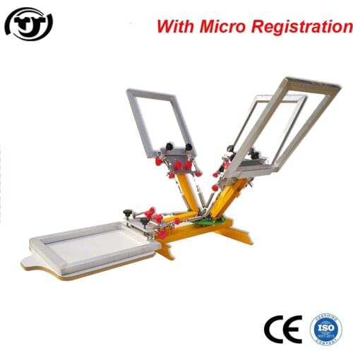 4 color 1 station manual desktop rotaty screen printing machine with micro registration