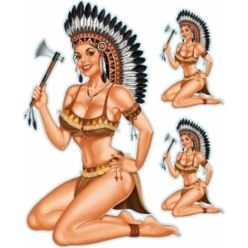 Vintage Indian Pin Up Girl Sexy Indianerin Busen Decal PVC Waterproof Anti-UV Car Window Body Decorative Stickers Accessories