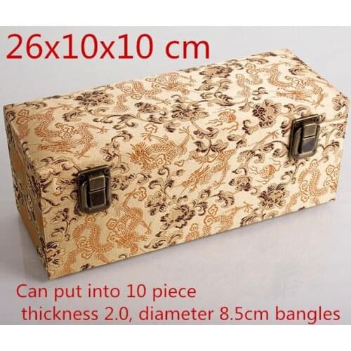High End Rectangle 10 Slot Storage Box for Bangle Bracelet Collection Chinese Silk Brocade Jewelry Wooden Packaging Case