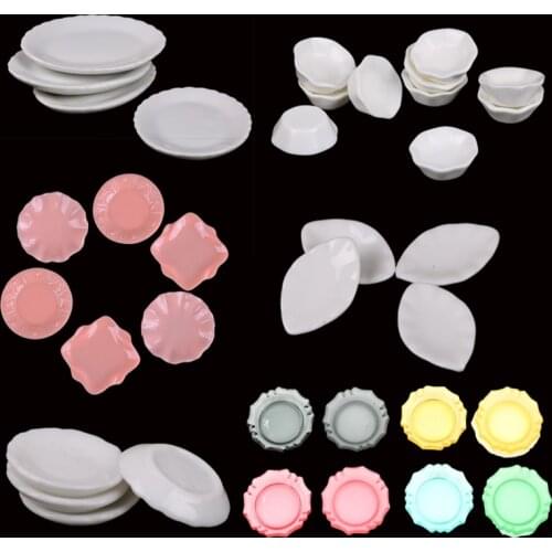 1:12 Round Plate Cup Dish Cowl Tableware Set Doll Food Dollhouse Kitchen Dish Plate Furniture Dollhouse Miniature Toy Best Gifts