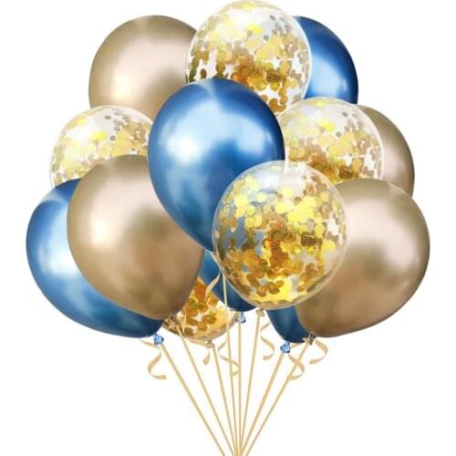 12Pcs Mixed Gold Confetti Balloons Birthday Party Decoration Metal Chrome Balloon Air Ball Birthday Ballon Party Decor Baloon