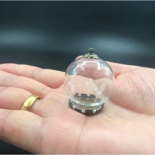 30x20mm clear glass globe antique bronze flower base 8mm beads cap set diy glass bottle vial pendant necklace pendant findings