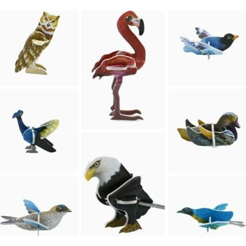 3d Avifauna Puzzle Paper Dimensional Model Assembled Brain Teaser Learning Educational Games Toys for Children Jigsaw Toys